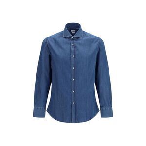 Brunello Cucinelli Blue Denim Men's Shirt